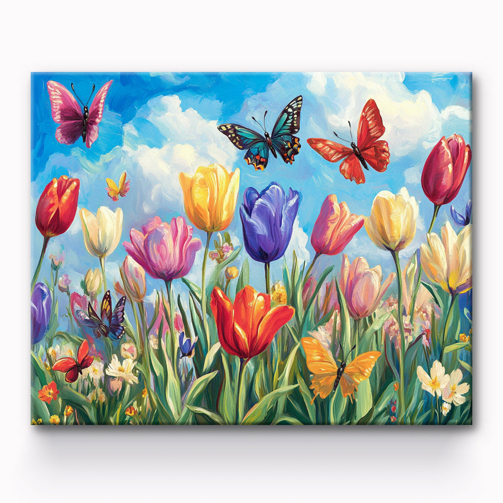 Tulip And Butterfly Painting By Number 1