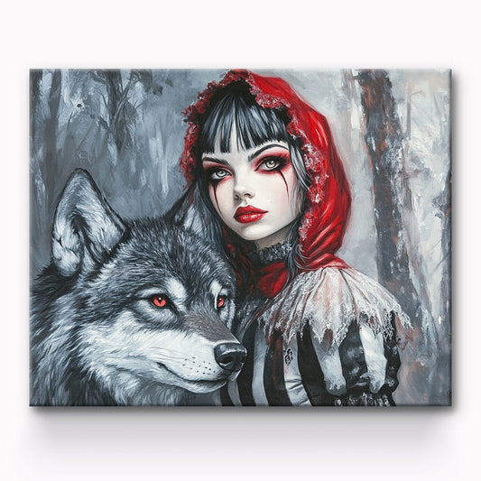 Little Red Riding Hood And The Grey Wolf Painting By Number 1