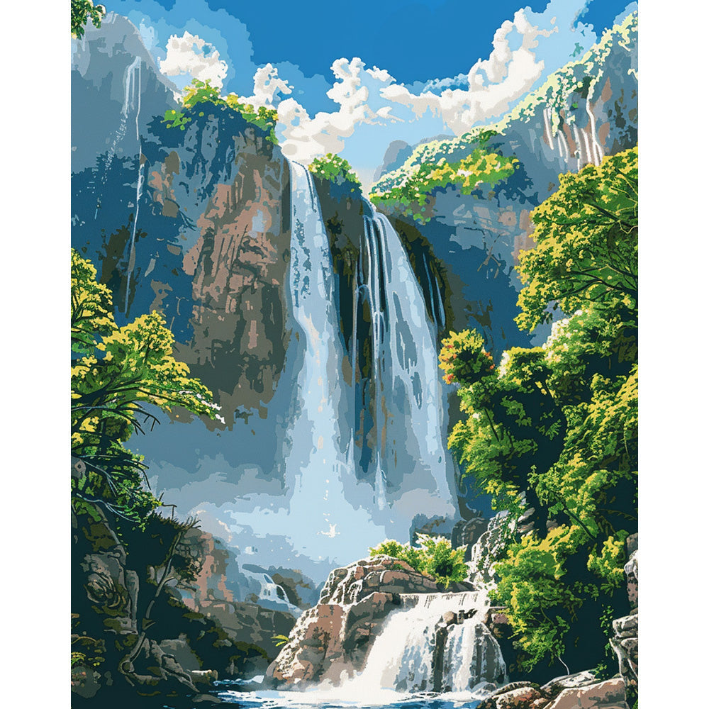 Waterfalls Landscape Painting By Number 2