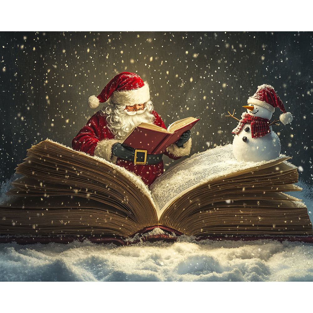 Santa Drinking Snowman Reading Painting By Number 2