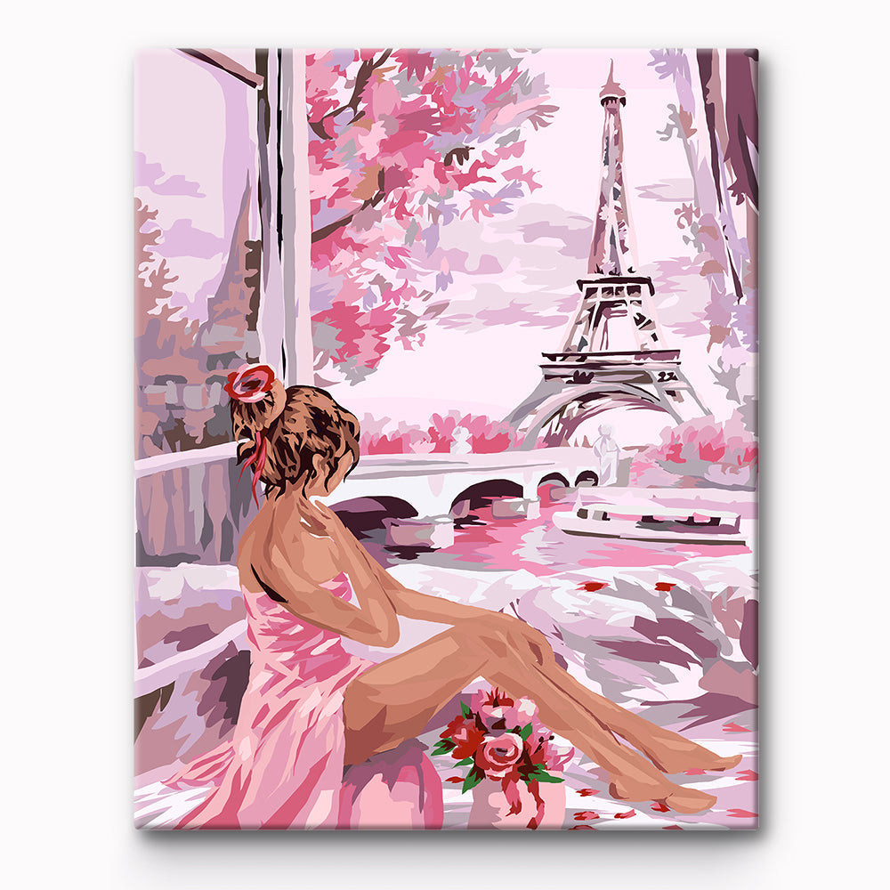 Romance Under Pink Paris Painting By Number 1
