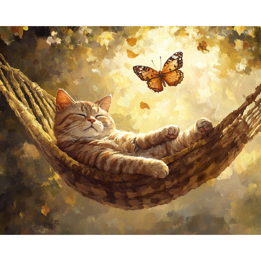 Butterfly And Lazy Cat Painting By Number 2