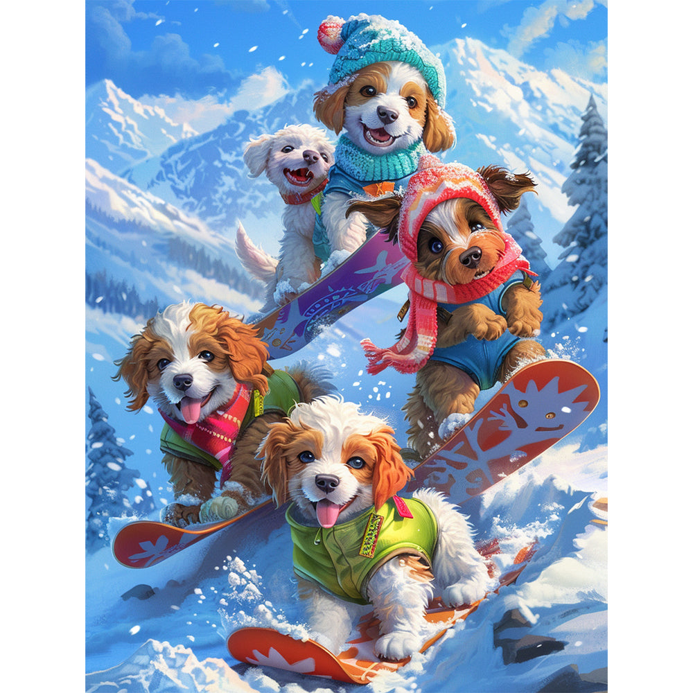 Skiing Dog  Painting By Number 2