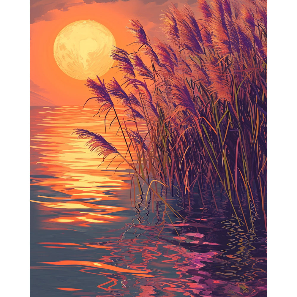 Evening Sunset at the Lake Painting By Number 2