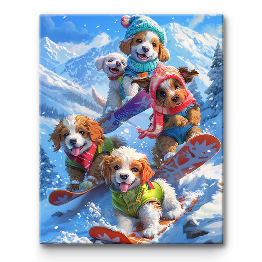 Skiing Dog  Painting By Number 1