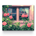 Rose Flower By The Window Painting By Number 1