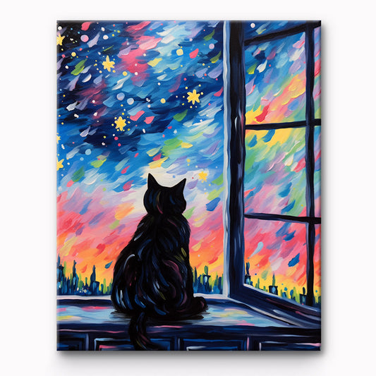 Cat Under The Stars Painting By Number 1