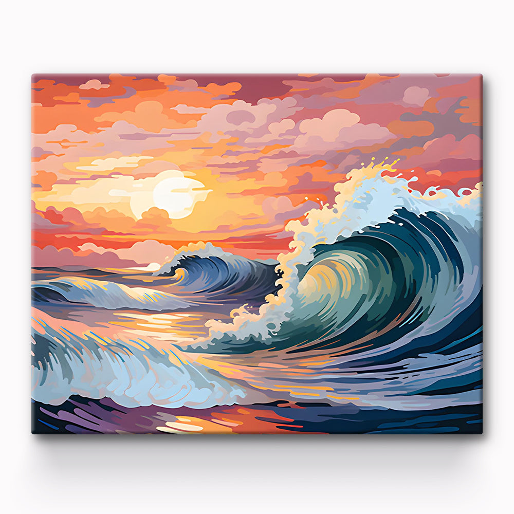The Setting Sun Over The Ocean Painting By Number 1