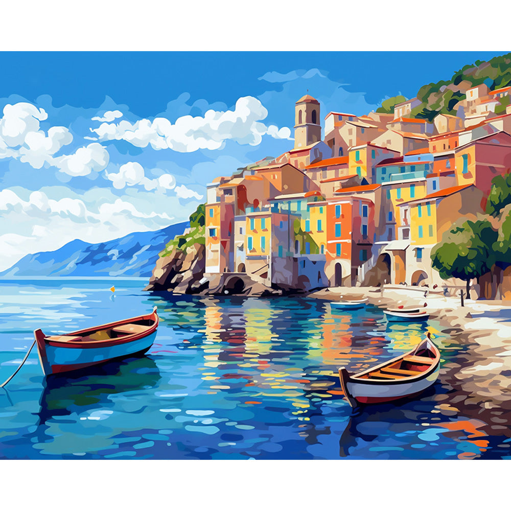 Water Town City Painting By Number 2