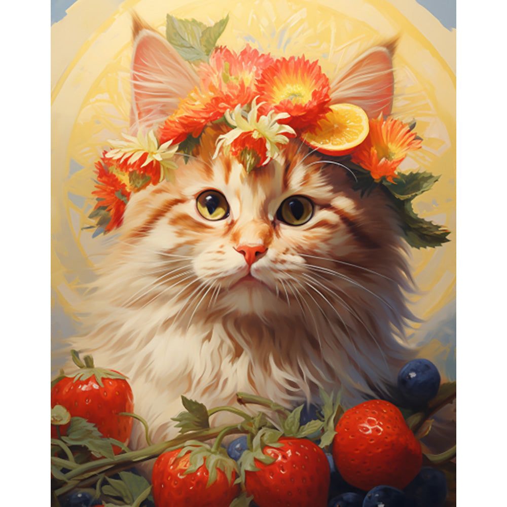 Flower Cat Painting By Number 2