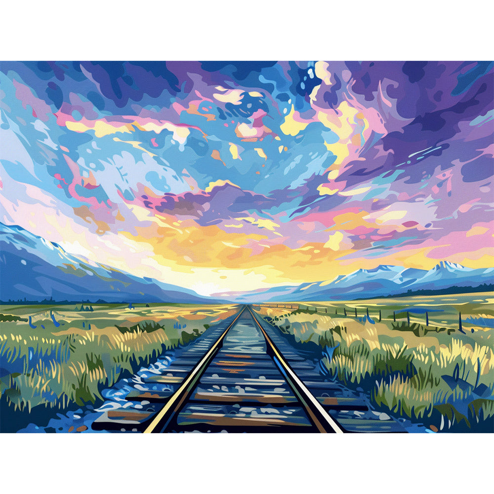 Railroad Tracks Fields  Painting By Number 2