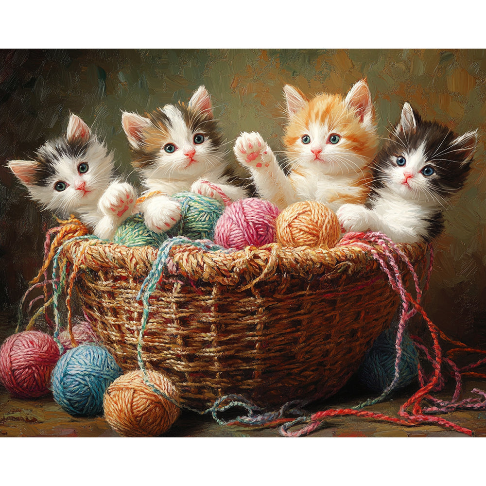 Woolly Balls and Cats Painting By Number 2