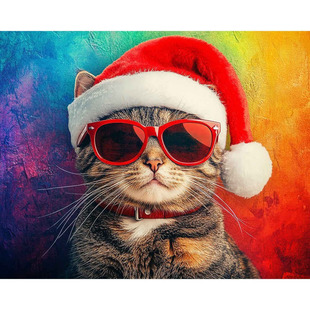 Cat With Christmas Hat Painting By Number 2