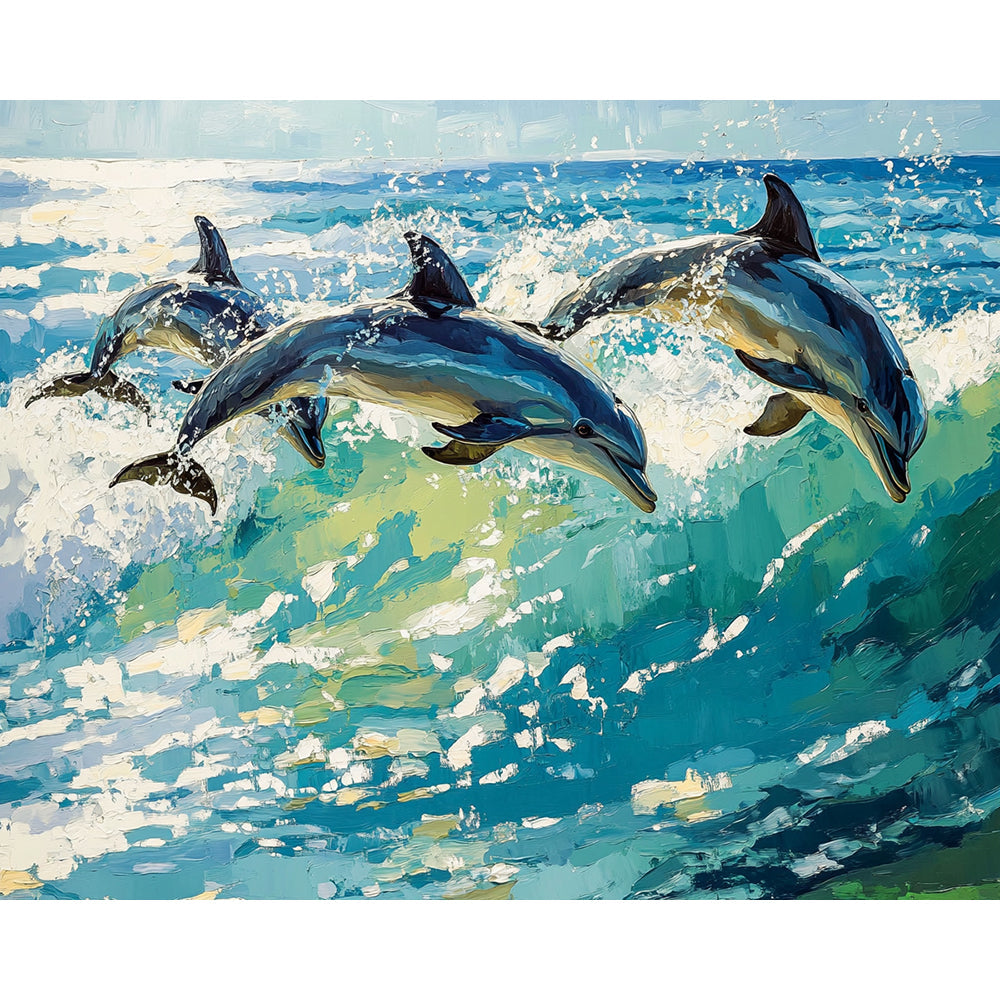 Dolphin Swimming In The Sea Painting By Number 2