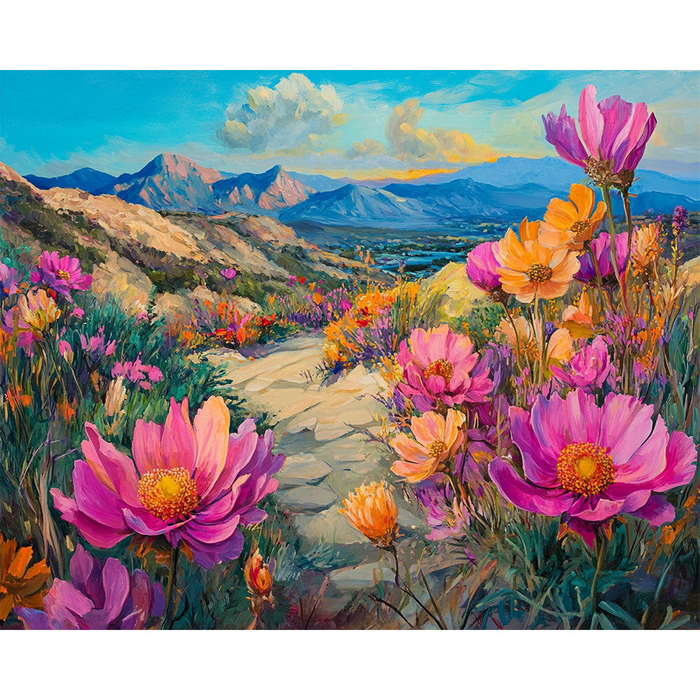 Mountain And Flower Painting By Number 2