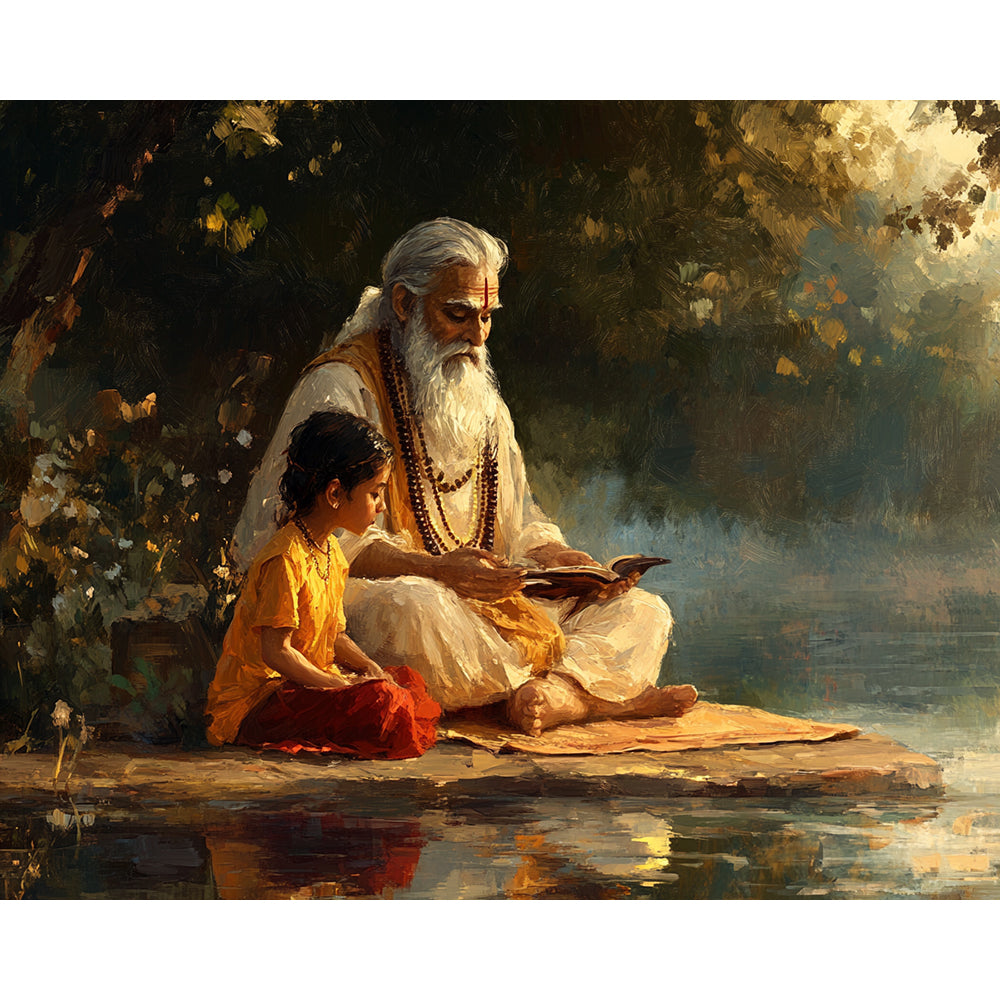Meditator And Little Girl Painting By Number 2