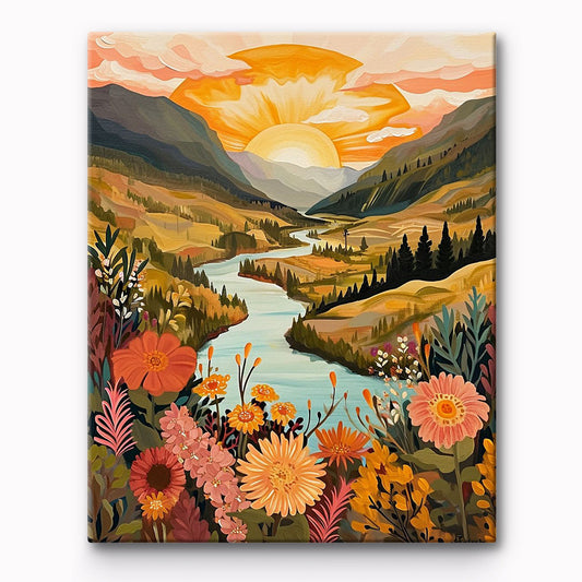 Valley Flower Landscape Painting By Number 1