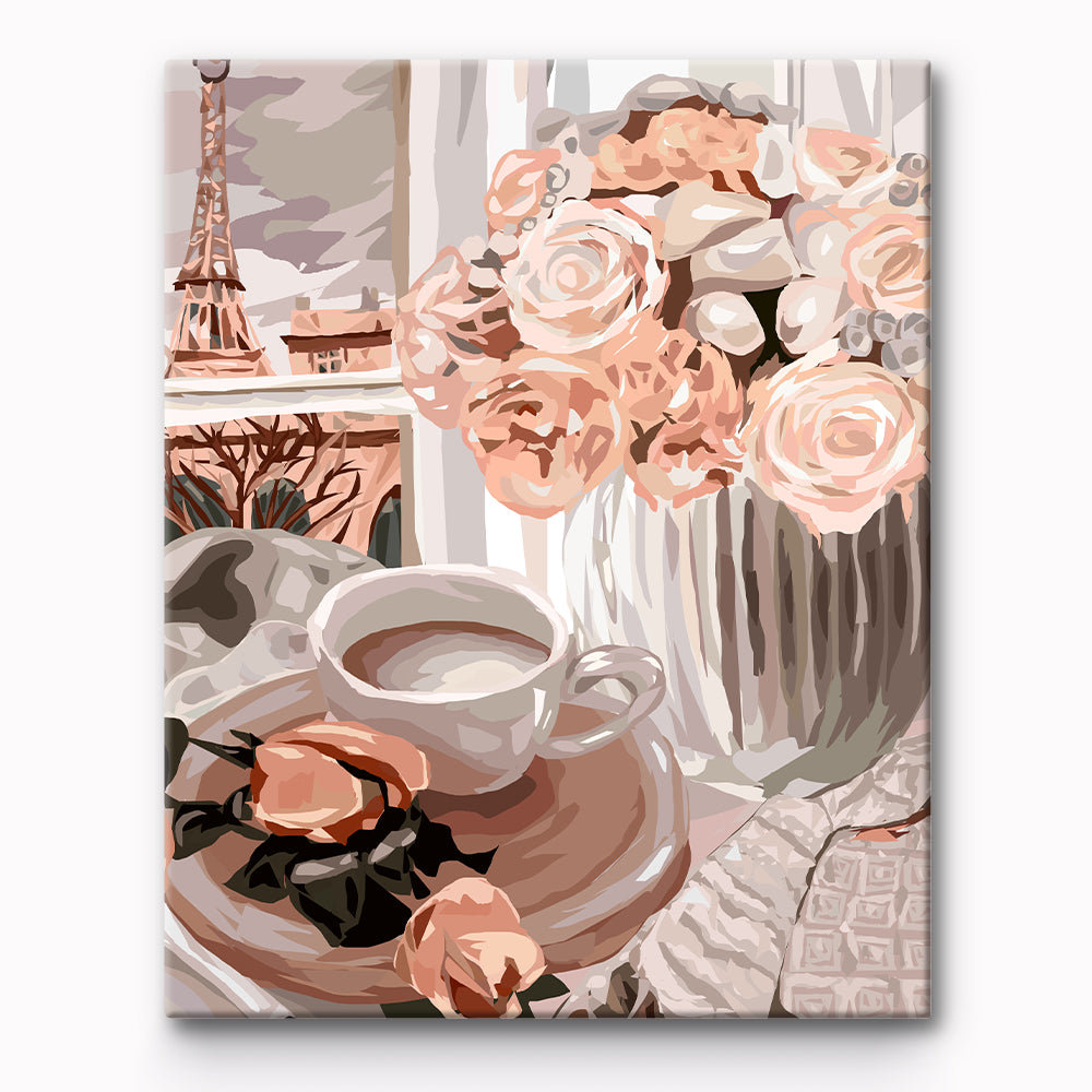 Window View And Rose Painting By Number 1