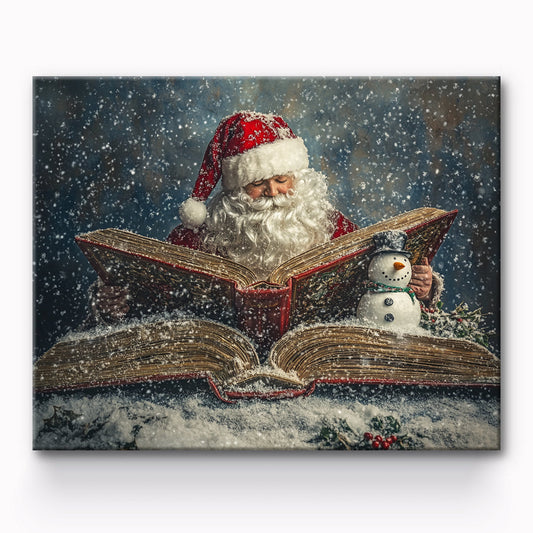 Santa Drinking Snowman Reading Painting By Number 1