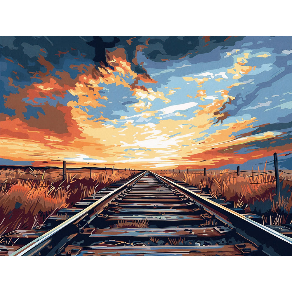 Railroad Tracks Fields  Painting By Number 2