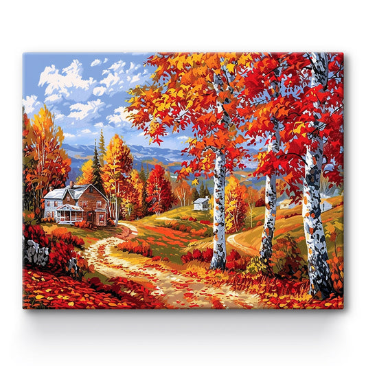 Countryside Autumn Landscape Painting By Number 1