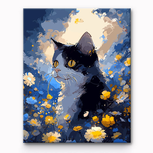 Flower Cat Painting By Number 1