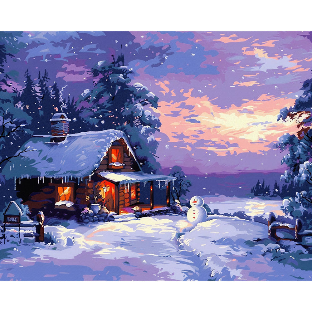 Snowman And House Painting By Number 2