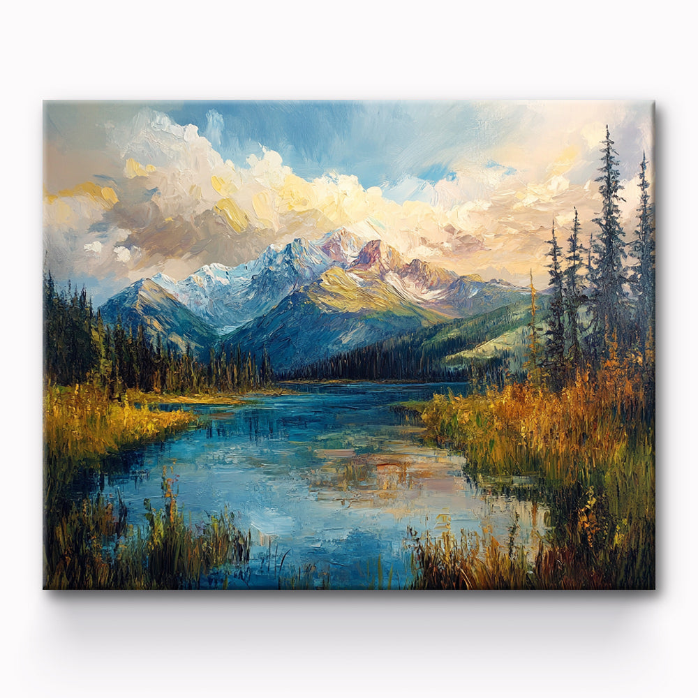 Mountains And  Lake Painting By Number 1