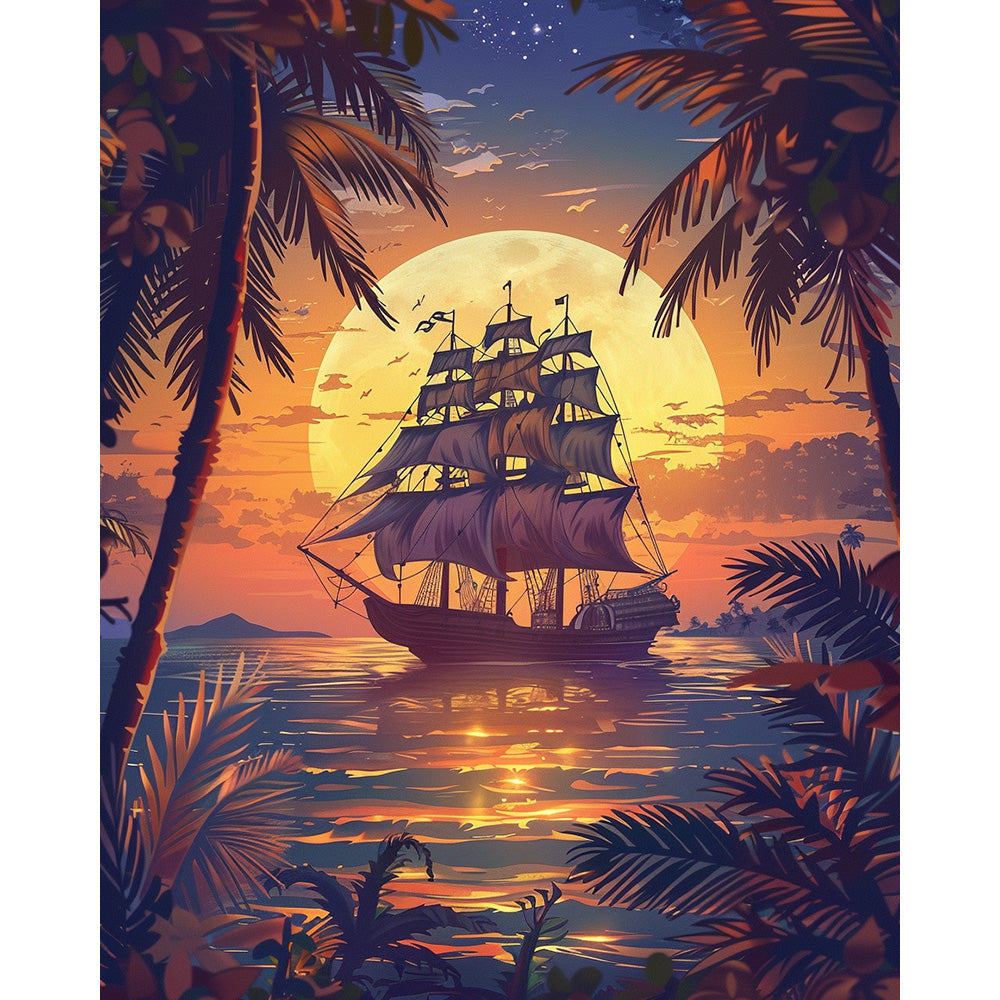 Sailboat Landscape Painting By Number 2