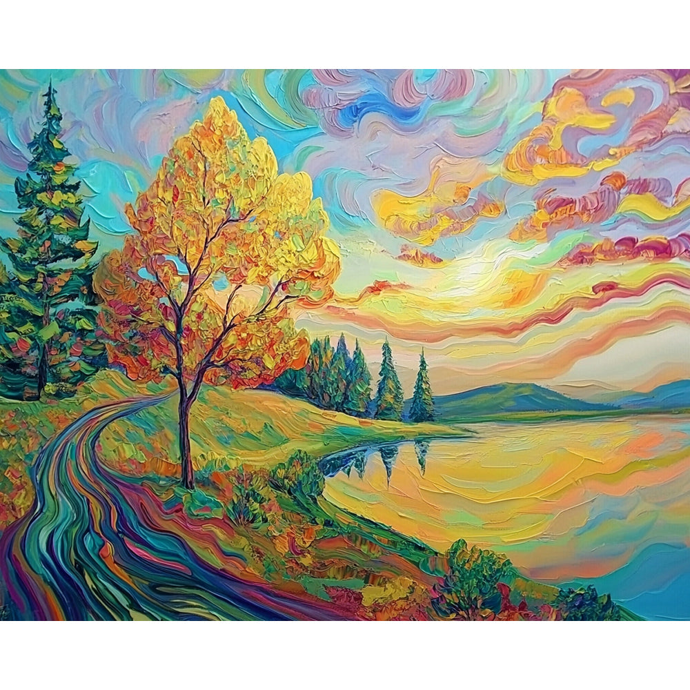 Lakeside Trees Painting By Number 2