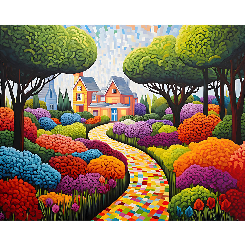 Cartoon Pixel Forest House Painting By Number 2