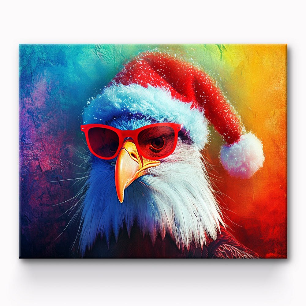 Eagle With Christmas Hat Painting By Number 1
