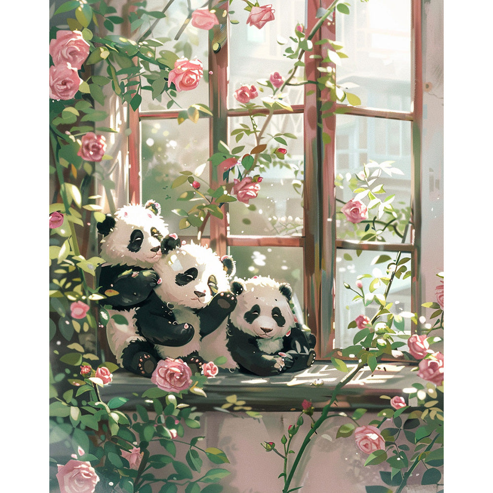 Panda Sunbathing In The Window Painting By Number 2