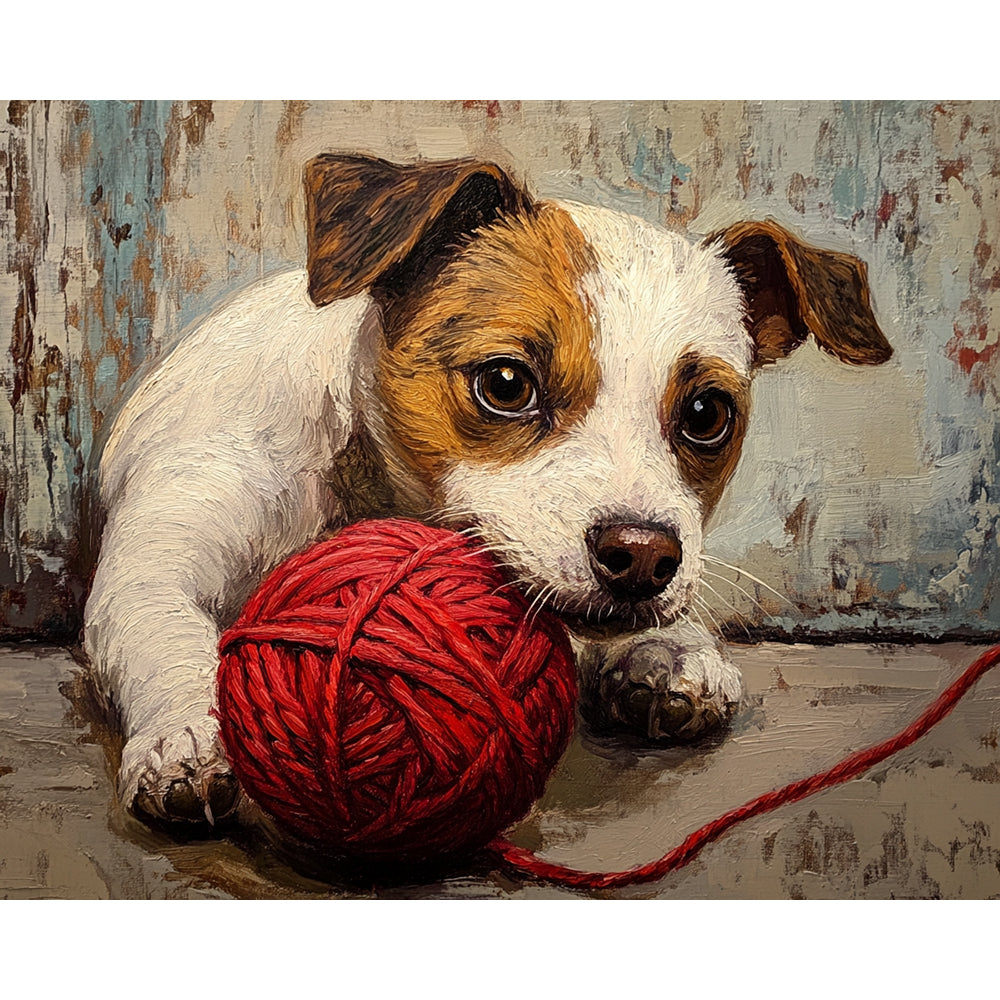 Dog with Ball of Wool Painting By Number 2