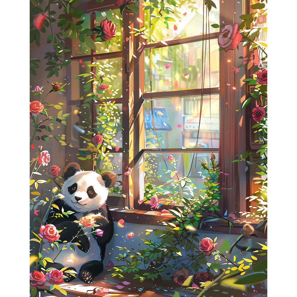 Panda Sunbathing In The Window Painting By Number 2