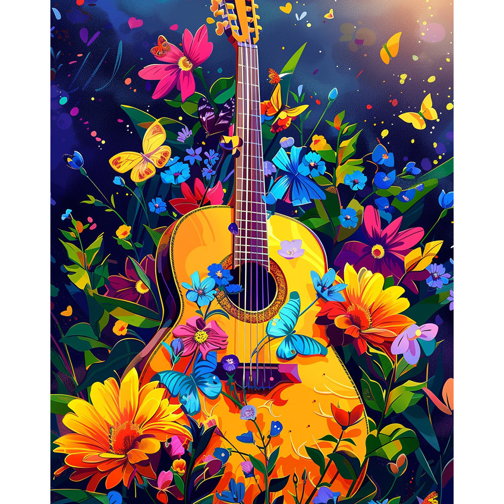 Butterfly and Guitar Painting By Number 2