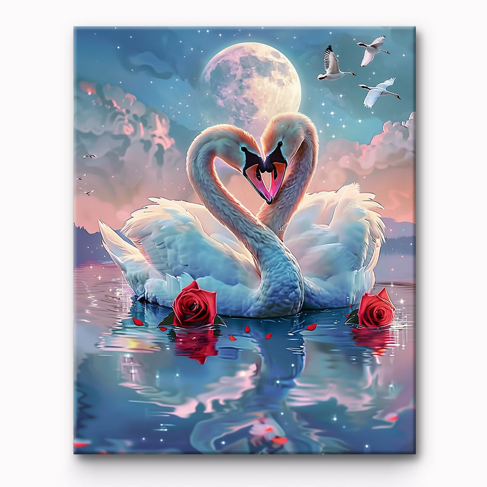 The Moon and The Swan Painting By Number 1