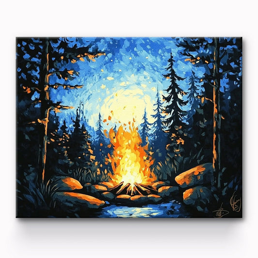 Campfire And Forest Painting By Number 1