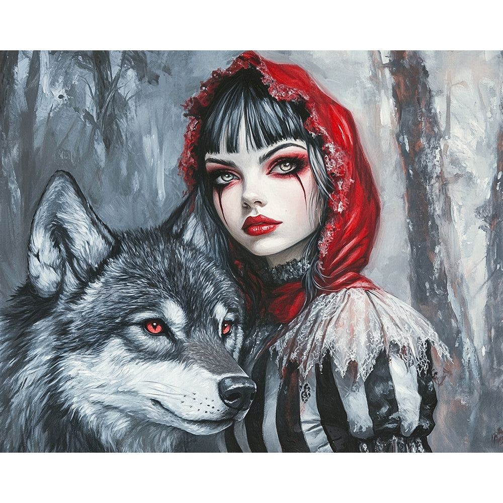 Little Red Riding Hood And The Grey Wolf Painting By Number 2