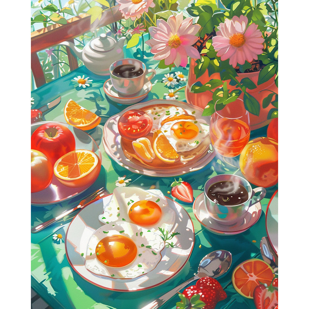 Enjoying Food Time Painting By Number 2
