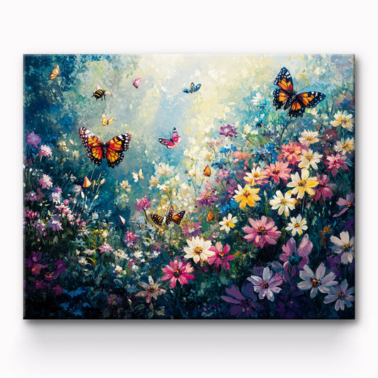 Butterfly in the Flower Painting By Number 1