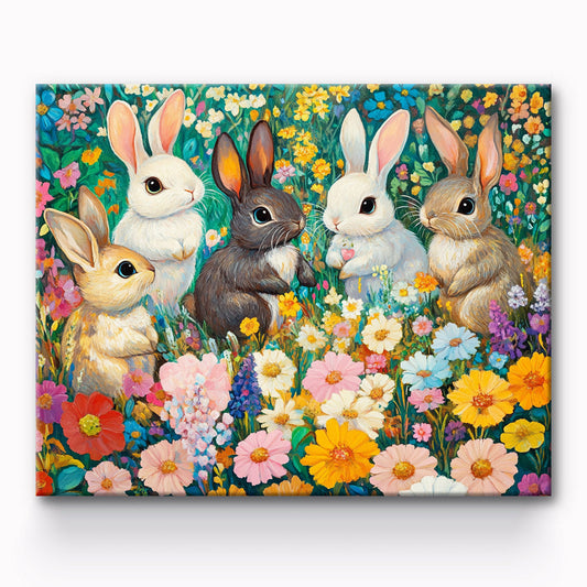 Flower Rabbit Painting By Number 1