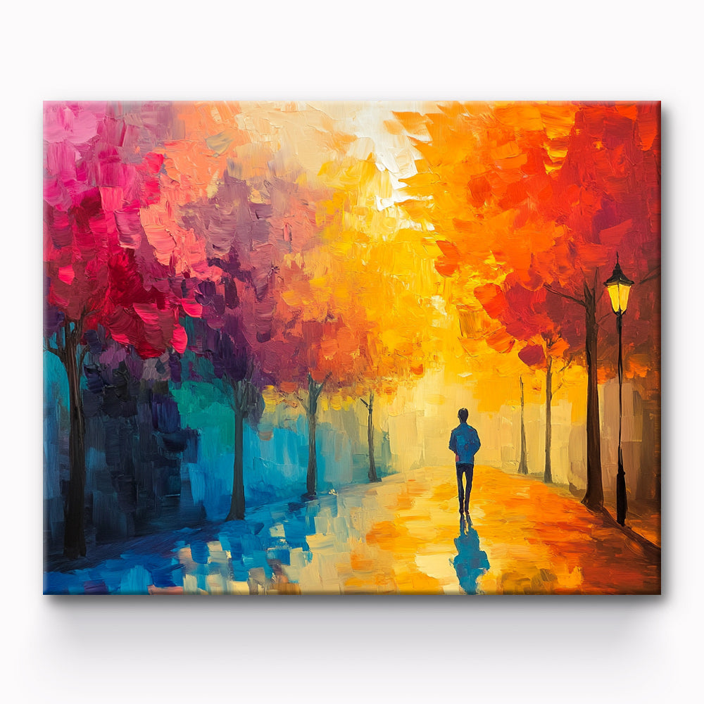 Autumn Walking Painting By Number 1