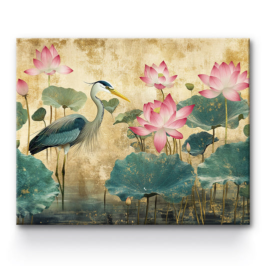 Crane on Lotus Flower Painting By Number 1