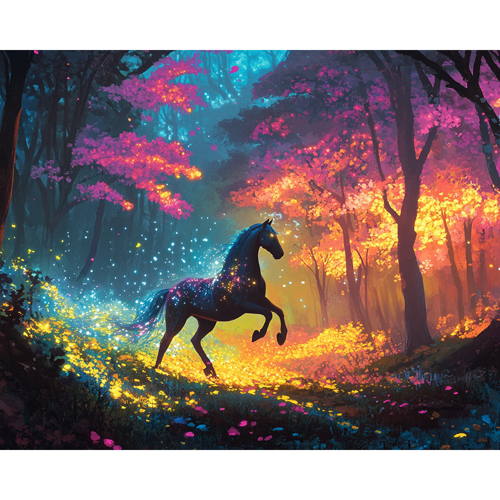 Horses in the Rainbow Forest Painting By Number 2