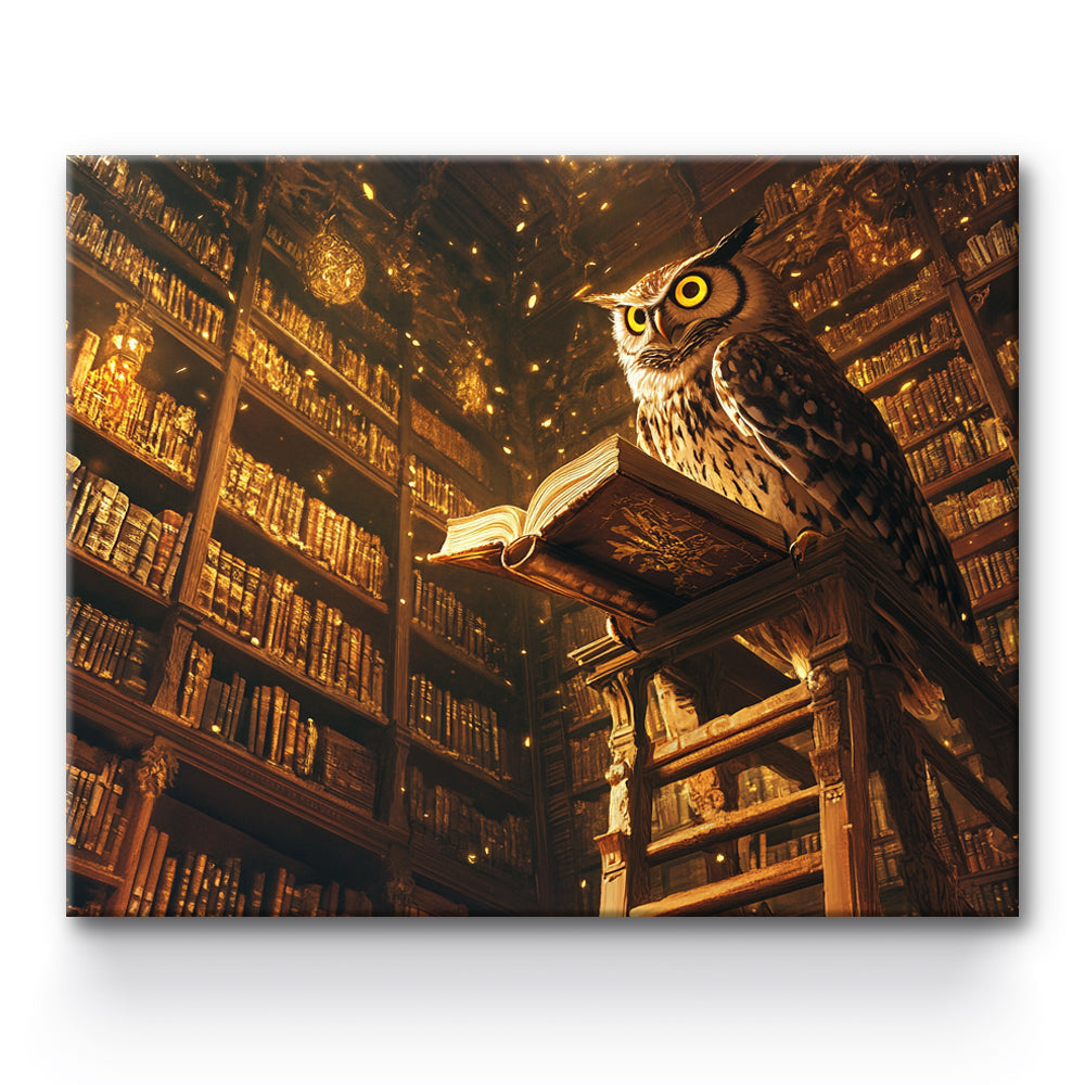 Owl Reading In Study Room Painting By Number 1