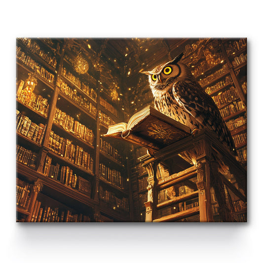 Owl Reading In Study Room Painting By Number 1