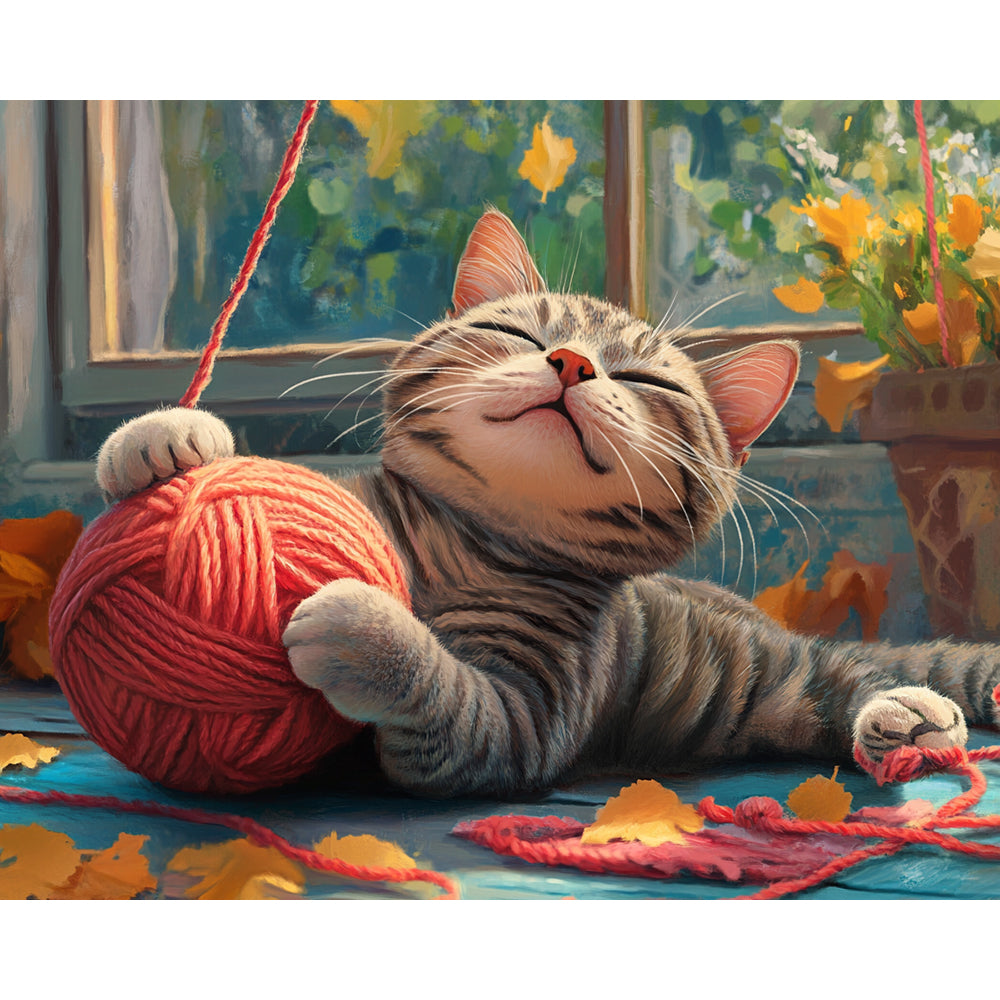 Woolly Ball With Cat Painting By Number 2
