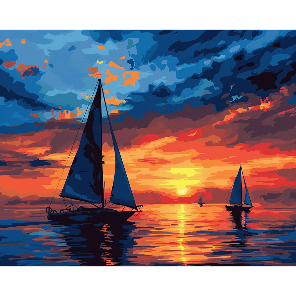 Sunset Boat Painting By Number 2