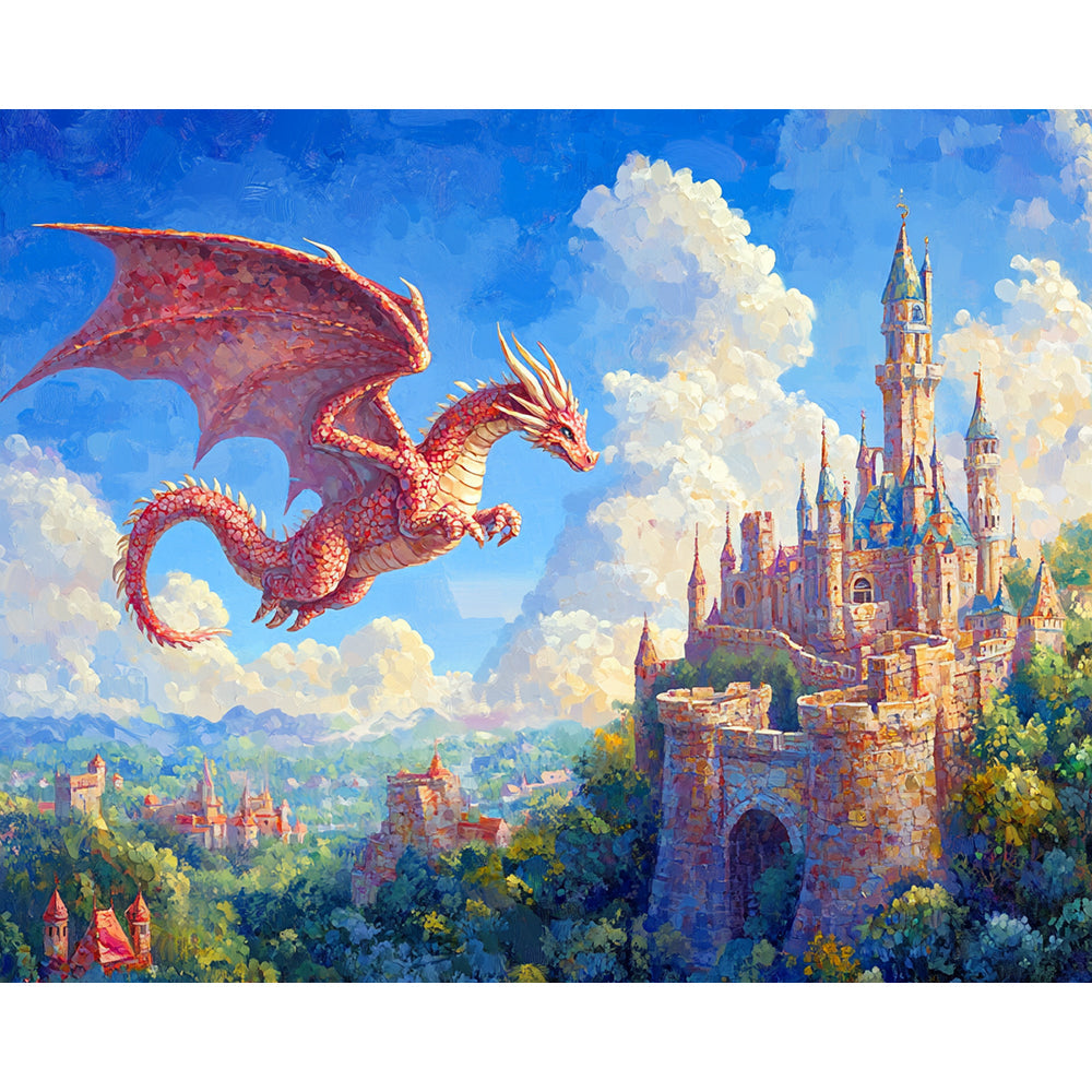 Castle With Dragons Painting By Number 2